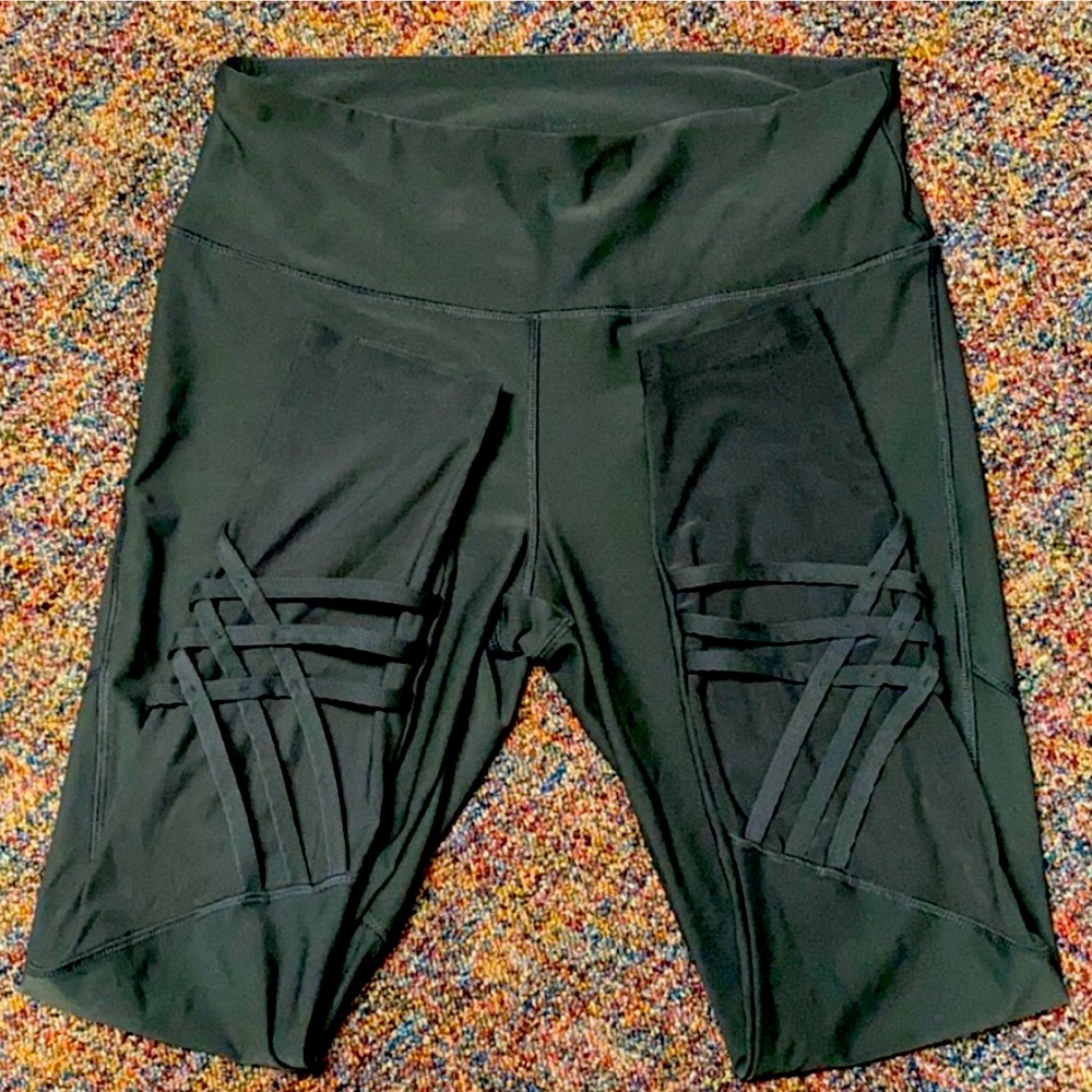 Vogo Green Mesh Braid Detail Leggings